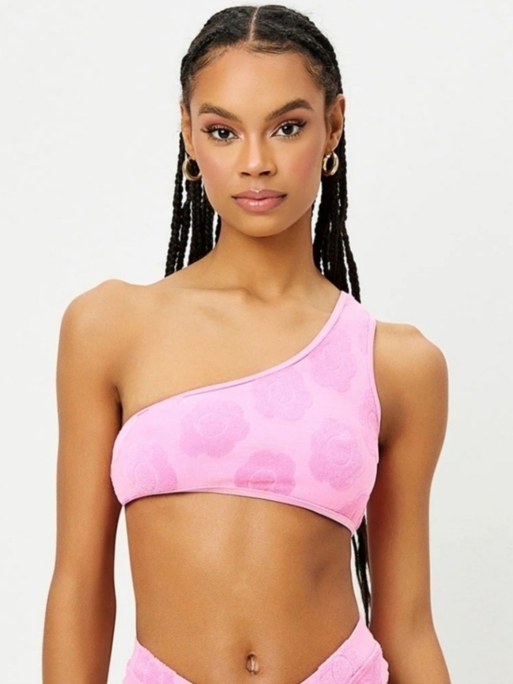 NWT Frankie’s Bikinis Terry One Shoulder Bikini Top